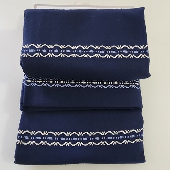 Soho‎ Home Dark Blue Shower Curtain Embroidered Stripes 72x72in - Picture 10 of 11